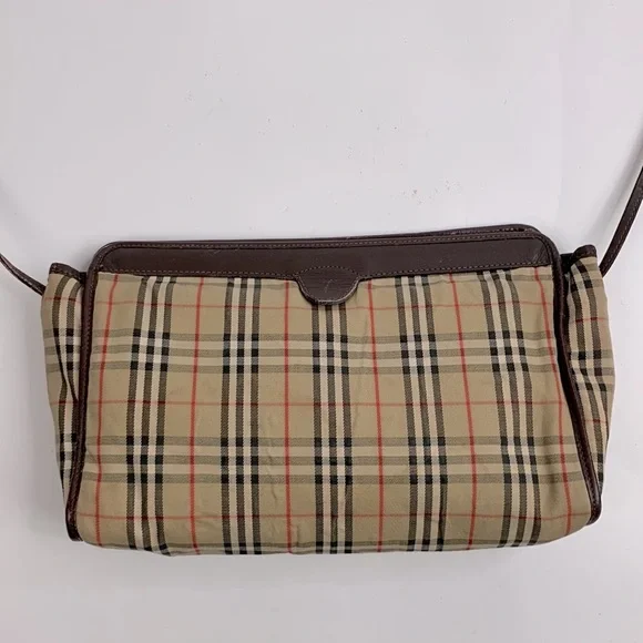 Burberry Ltd Ed Vintage "Shelter Under A Burberrys" Crossbody bag Fabric leather - Picture 6 of 17